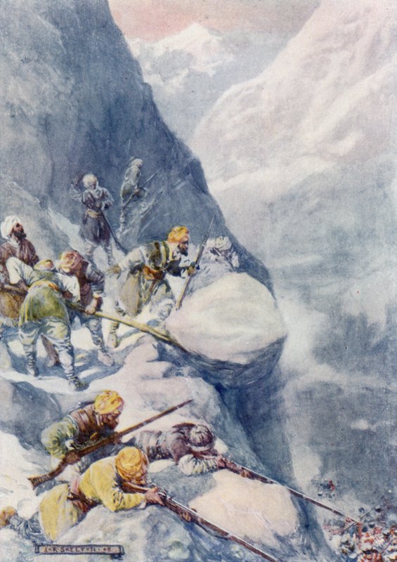 Écrasés par des pierres roulantes, fauchés par des volées de coups de fusil, les hommes tombaient par centaines - Joseph Ratcliffe Skelton