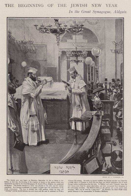 Célébration du début de la nouvelle année juive dans la Grande Synagogue, Aldgate, Londres - Joseph (after) Finnemore