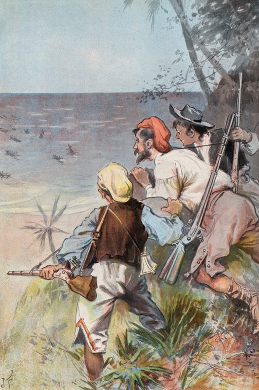 Robinson Crusoé : Envahi par des sauvages - Joseph (after) Finnemore
