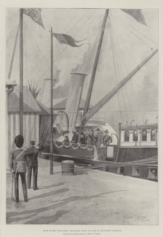 Retour à Erin une fois de plus, la reine sur le point de débarquer au port de Kingstown - Joseph Holland Tringham