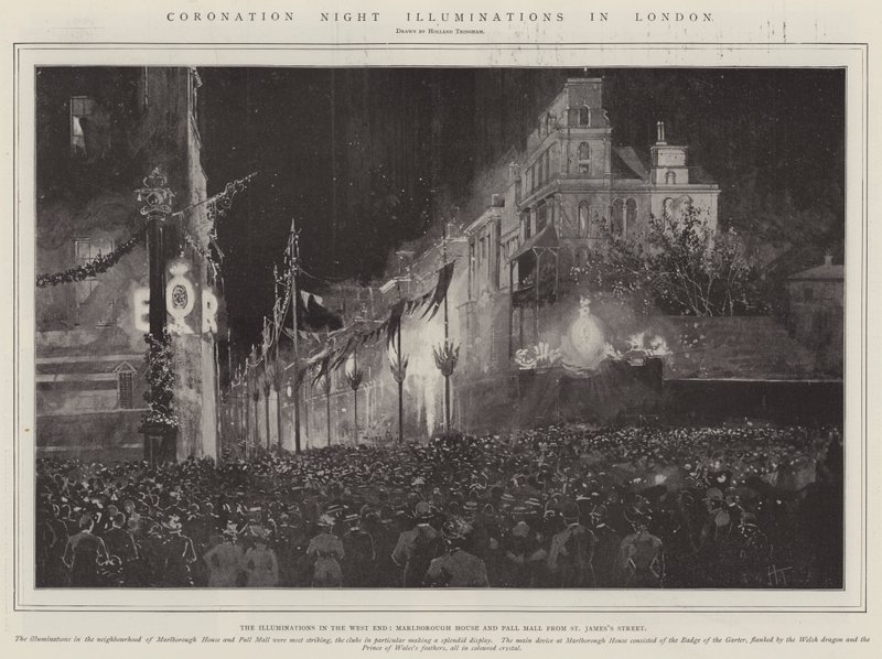 Illuminations de la nuit du couronnement à Londres - Joseph Holland Tringham