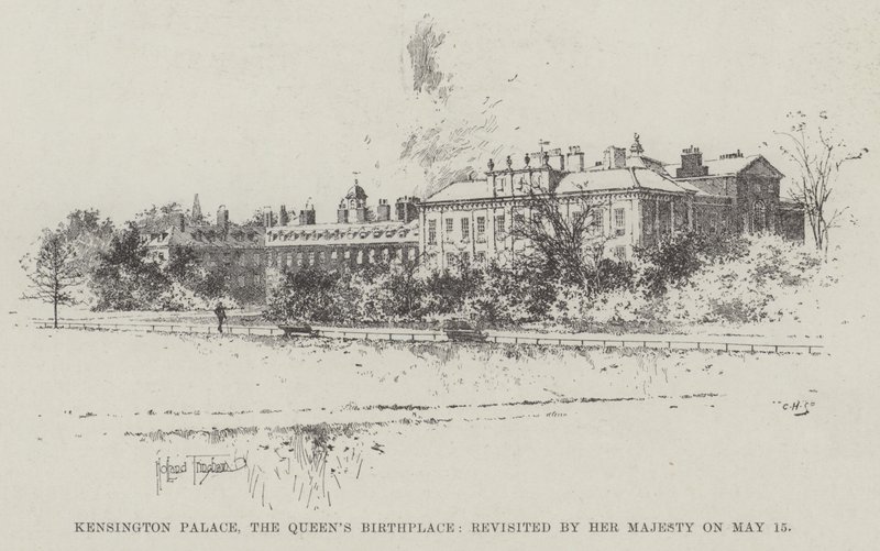 Palais de Kensington, lieu de naissance de la Reine, revisité par Sa Majesté le 15 mai - Joseph Holland Tringham