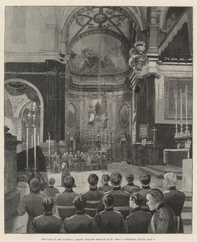 La perte du Victoria, service de requiem solennel à la cathédrale Saint-Jean, Malte, 4 juillet - Joseph Holland Tringham