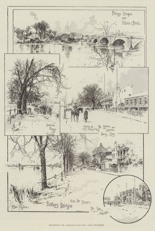 La course de bateaux Oxford et Cambridge, le long des berges - Joseph Holland Tringham