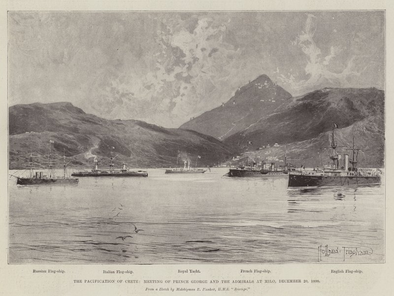 La pacification de la Crète, rencontre du prince George et des amiraux à Milo, 20 décembre 1898 - Joseph Holland Tringham