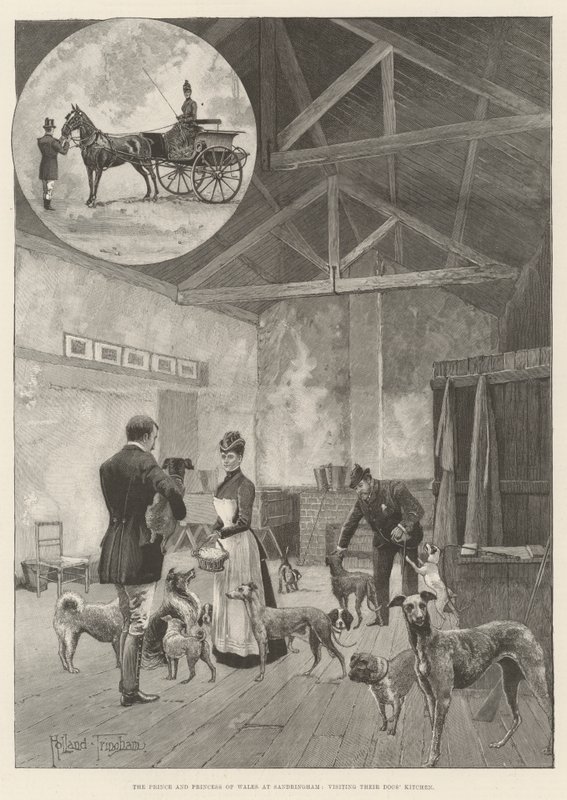 Le Prince et la Princesse de Galles à Sandringham, visitant la cuisine de leurs chiens - Joseph Holland Tringham