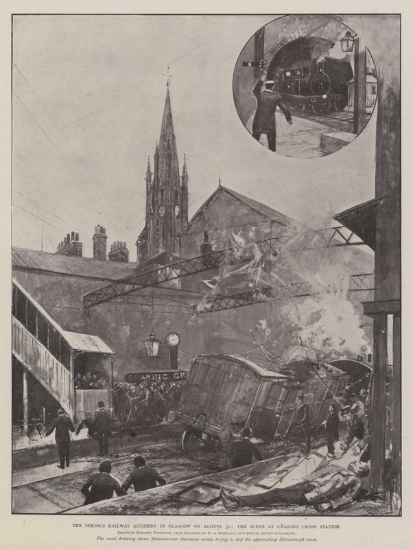 Le grave accident ferroviaire à Glasgow le 30 août, la scène à la gare de Charing Cross - Joseph Holland Tringham