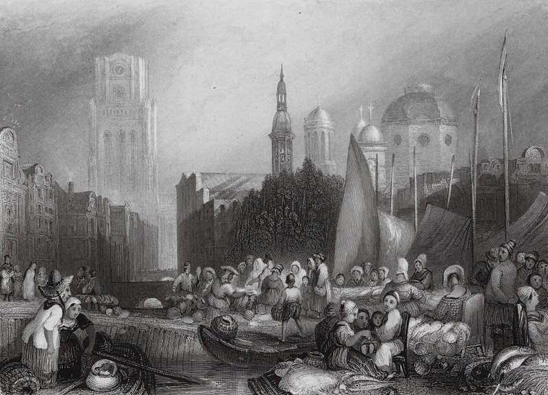 Marché aux poissons, Rotterdam - Joseph Mallord William (after) Turner
