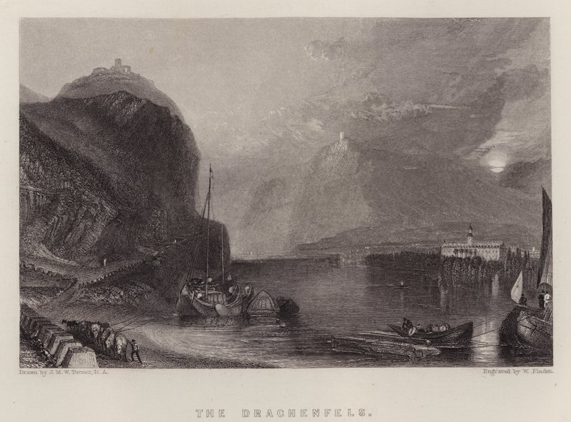 Le Drachenfels (lithographie en couleur) - Joseph Mallord William (after) Turner