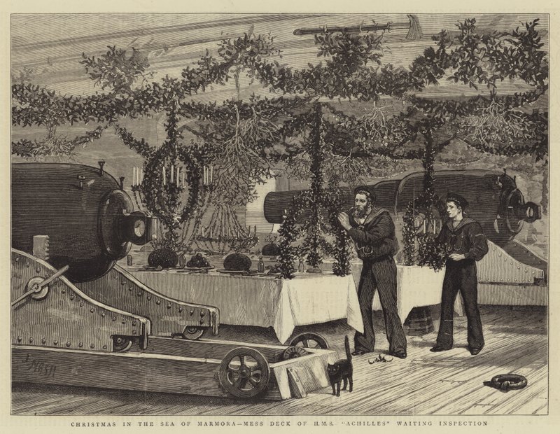 Noël dans la mer de Marmara, pont des messes du HMS Achilles en attente d