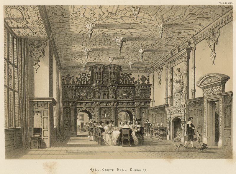 Hall, Crewe Hall, Cheshire - Joseph Nash