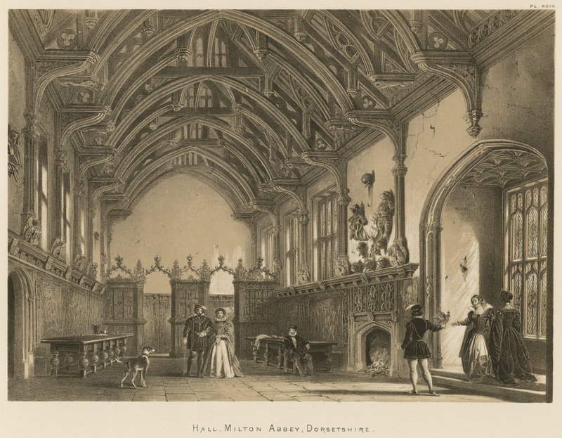 Hall, abbaye de Milton, Dorsetshire - Joseph Nash