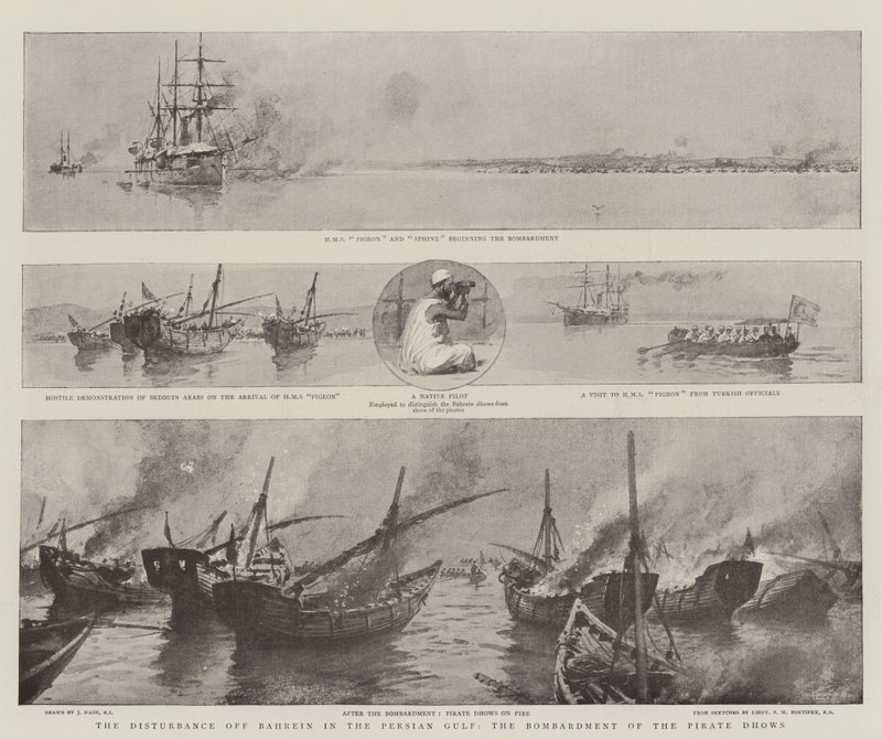 Les troubles au large de Bahreïn dans le golfe Persique, le bombardement des boutres pirates - Joseph Nash