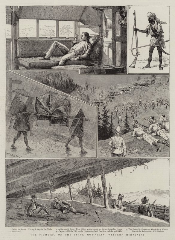 Les combats sur la montagne noire, Himalaya occidental - Joseph Nash