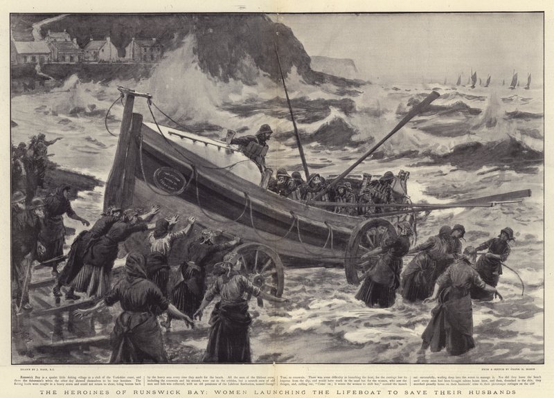 Les héroïnes de Runswick Bay, femmes lançant le canot de sauvetage pour sauver leurs maris - Joseph Nash