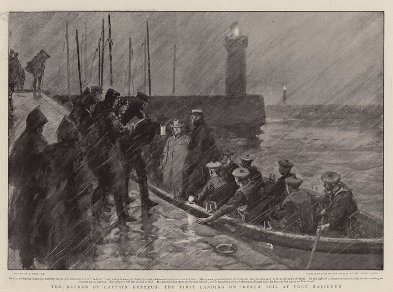 Le retour du capitaine Dreyfus, le premier débarquement sur le sol français à Port Haliguen - Joseph Nash