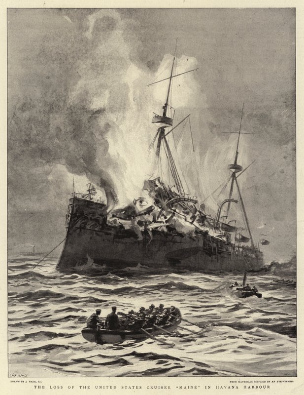 La perte du croiseur américain Maine dans le port de La Havane - Joseph Nash