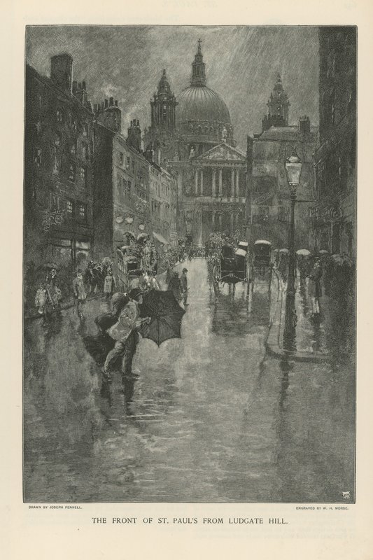 La façade de la Cathédrale Saint-Paul depuis Ludgate Hill - Joseph Pennell