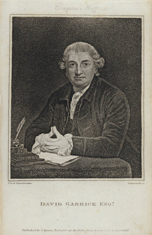 David Garrick, acteur anglais, dramaturge et directeur de théâtre (gravure) - Joshua (after) Reynolds