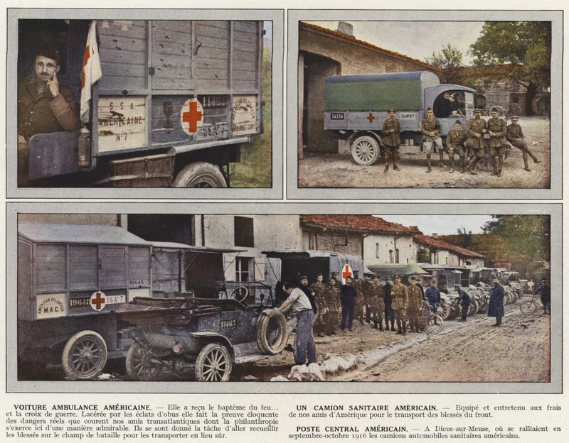Voiture ambulance américaine, un camion sanitaire américain, poste central américain - Jules Gervais Courtellemont