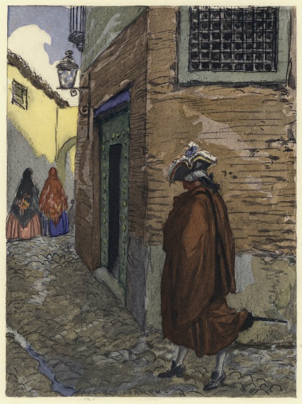 Illustration pour les mémoires de Casanova (lithographie couleur) - Jules Marie Auguste Leroux