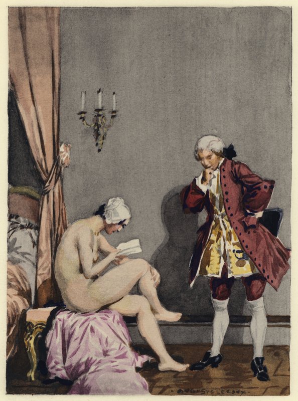 Illustration pour les mémoires de Casanova (lithographie couleur) - Jules Marie Auguste Leroux