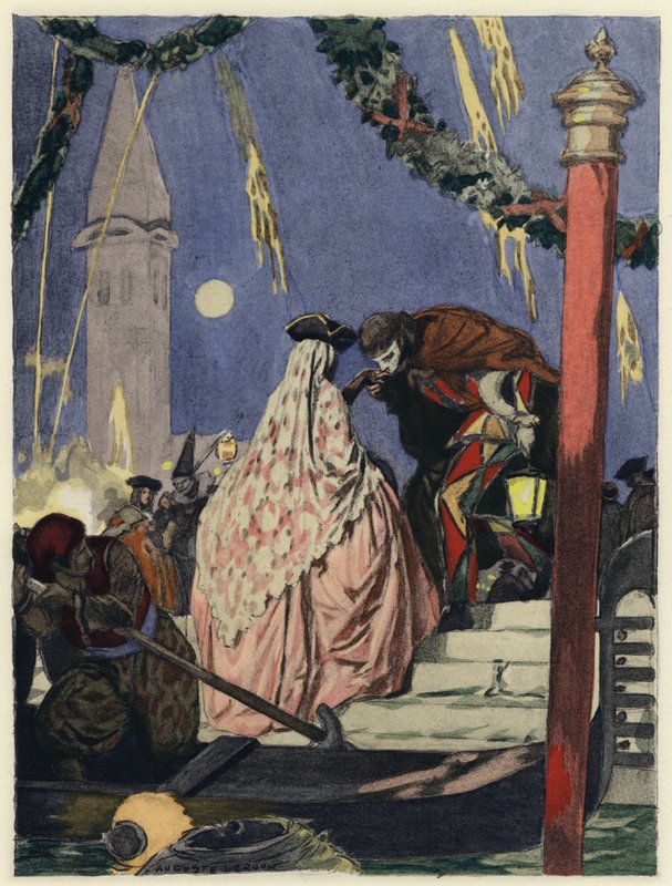 Illustration pour les mémoires de Casanova (lithographie couleur) - Jules Marie Auguste Leroux