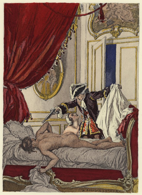 Illustration pour les mémoires de Casanova (lithographie couleur) - Jules Marie Auguste Leroux