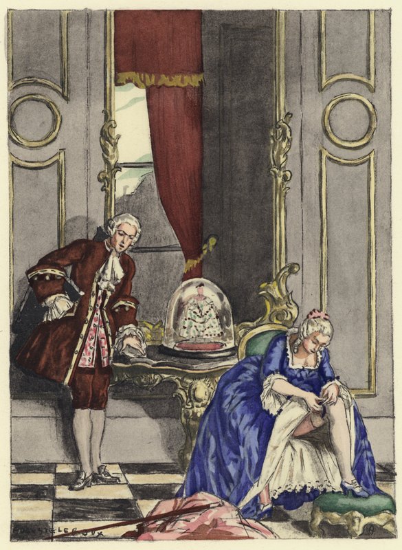 Illustration pour les mémoires de Casanova (lithographie couleur) - Jules Marie Auguste Leroux