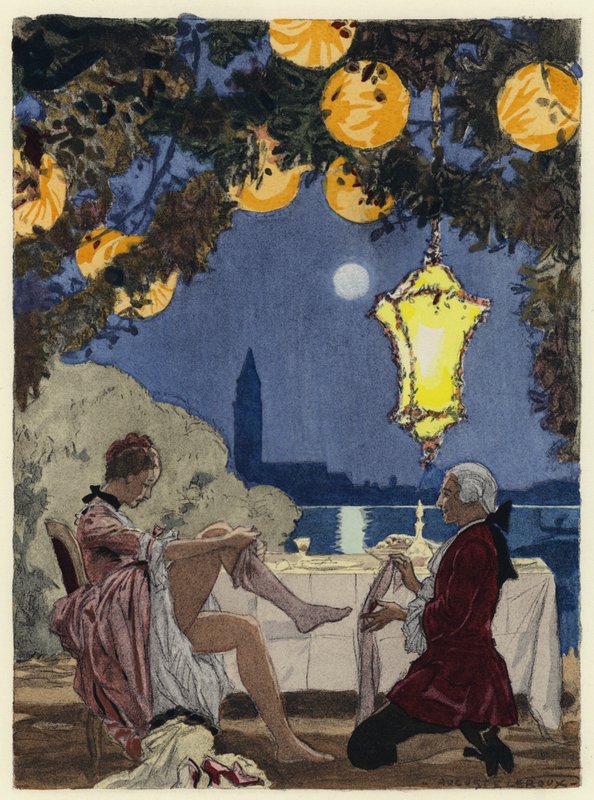 Illustration pour les mémoires de Casanova (lithographie couleur) - Jules Marie Auguste Leroux