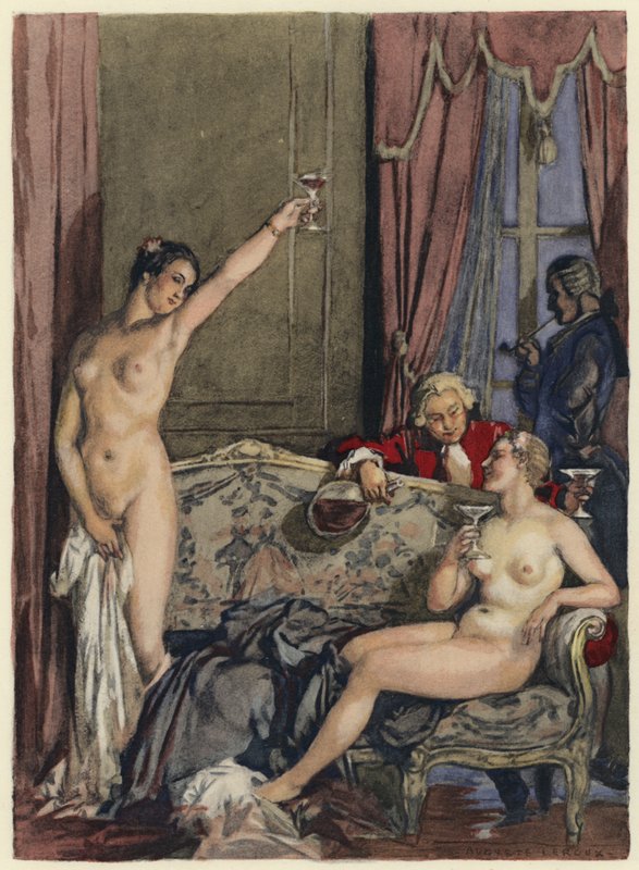 Illustration pour les mémoires de Casanova (lithographie couleur) - Jules Marie Auguste Leroux