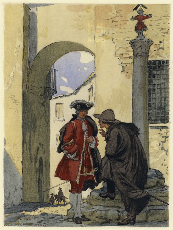 Illustration pour les mémoires de Casanova (lithographie couleur) - Jules Marie Auguste Leroux