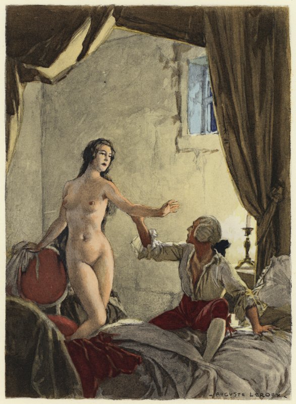 Illustration pour les mémoires de Casanova (lithographie couleur) - Jules Marie Auguste Leroux