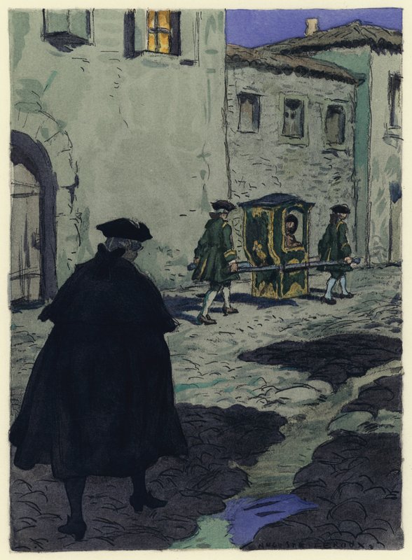 Illustration pour les mémoires de Casanova (lithographie couleur) - Jules Marie Auguste Leroux