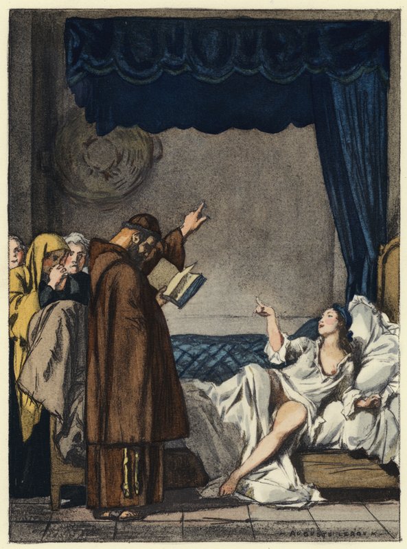 Illustration pour les mémoires de Casanova (lithographie couleur) - Jules Marie Auguste Leroux
