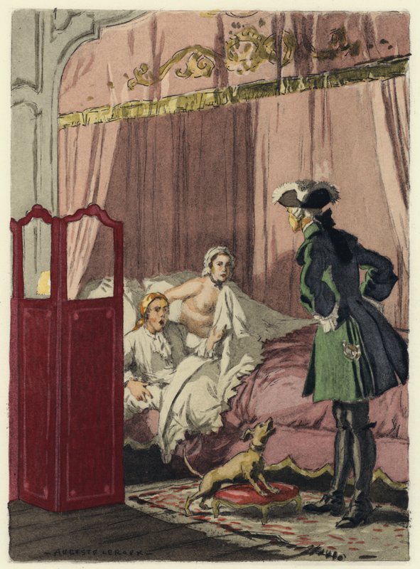 Illustration pour les mémoires de Casanova (lithographie couleur) - Jules Marie Auguste Leroux