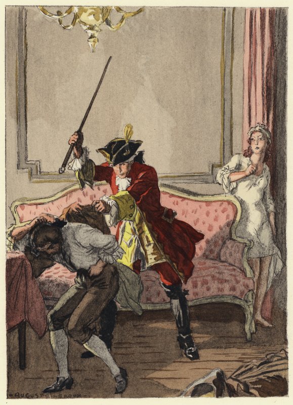 Illustration pour les mémoires de Casanova (lithographie couleur) - Jules Marie Auguste Leroux