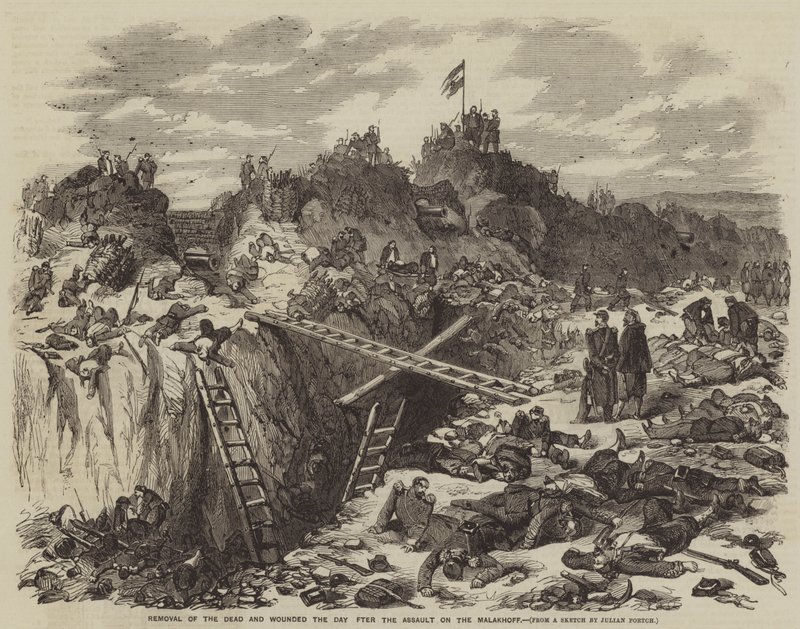 Enlèvement des morts et des blessés le jour après l