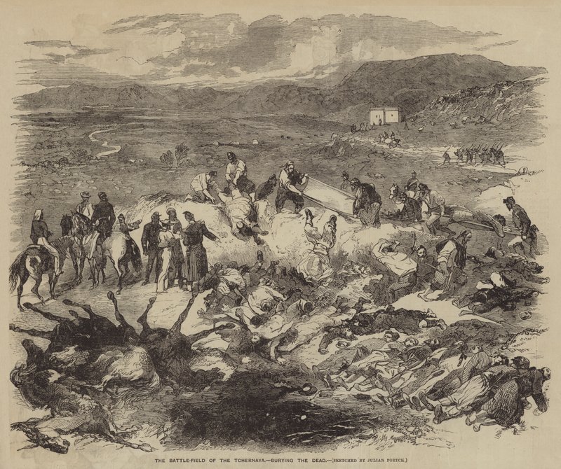 Le champ de bataille de la Tchernaïa, enterrant les morts - Julian Portch