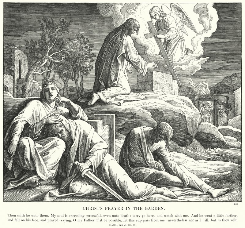 La prière du Christ dans le jardin (gravure) - Julius (after) Schnorr von Carolsfeld