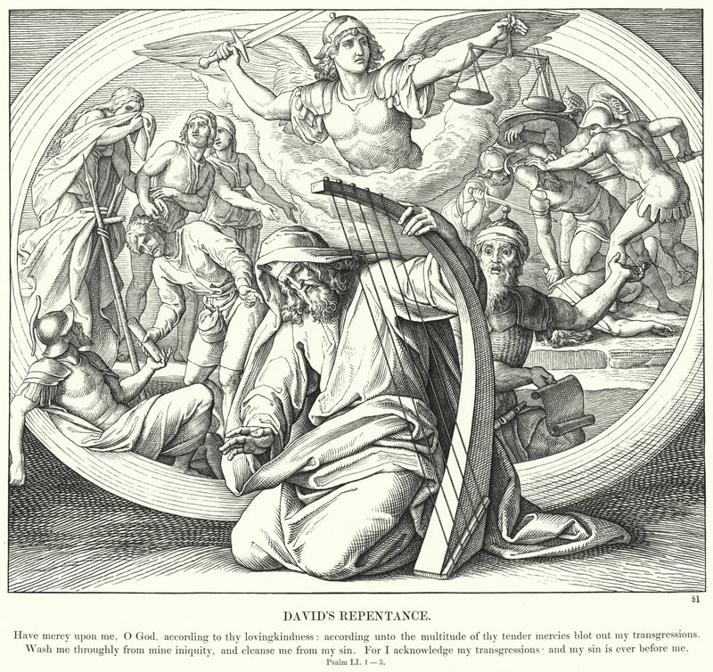 Le repentir de David (gravure) - Julius (after) Schnorr von Carolsfeld