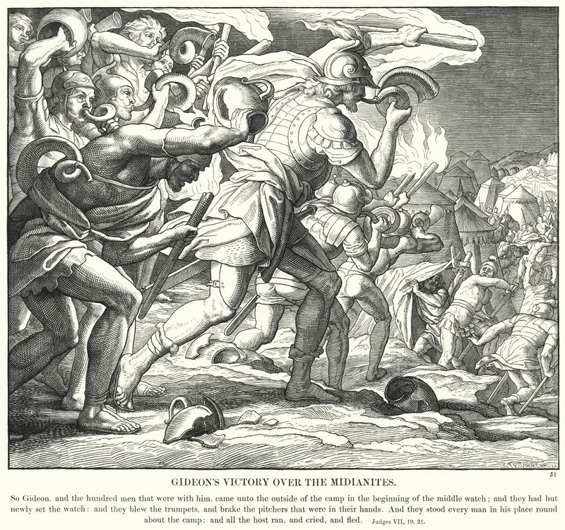 La victoire de Gédéon sur les Madianites (gravure) - Julius (after) Schnorr von Carolsfeld