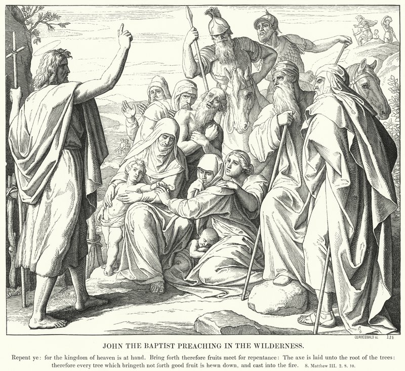 Jean-Baptiste prêchant dans le désert (gravure) - Julius (after) Schnorr von Carolsfeld