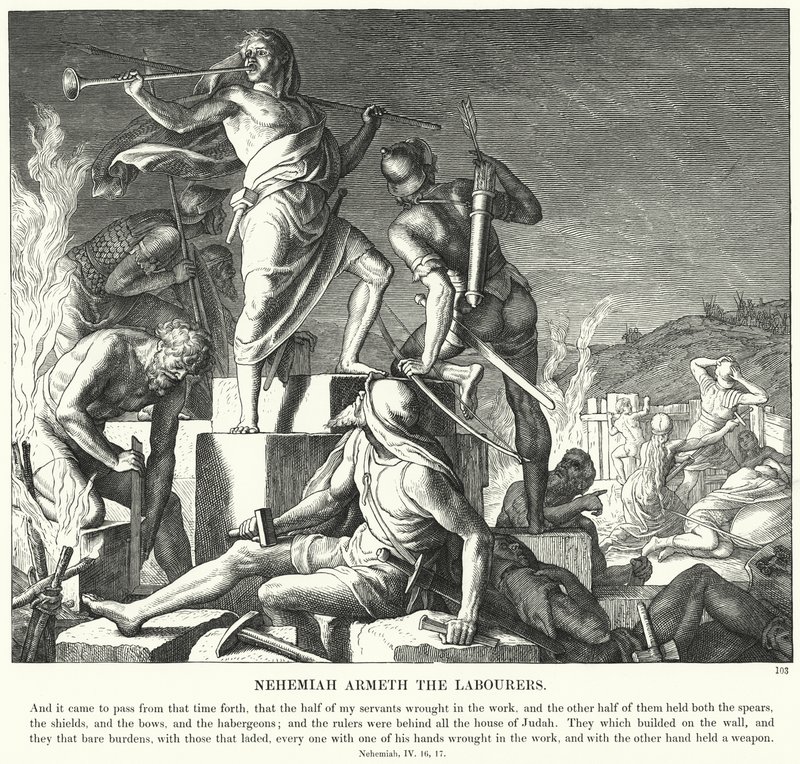 Néhémie arme les ouvriers - Julius (after) Schnorr von Carolsfeld