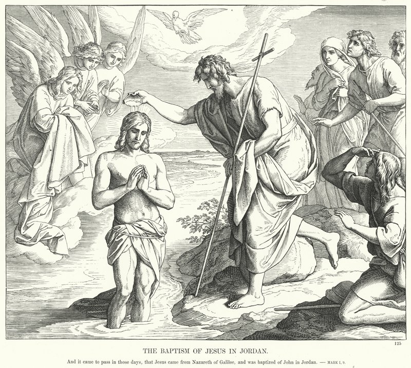 Le baptême de Jésus dans le Jourdain (gravure) - Julius (after) Schnorr von Carolsfeld