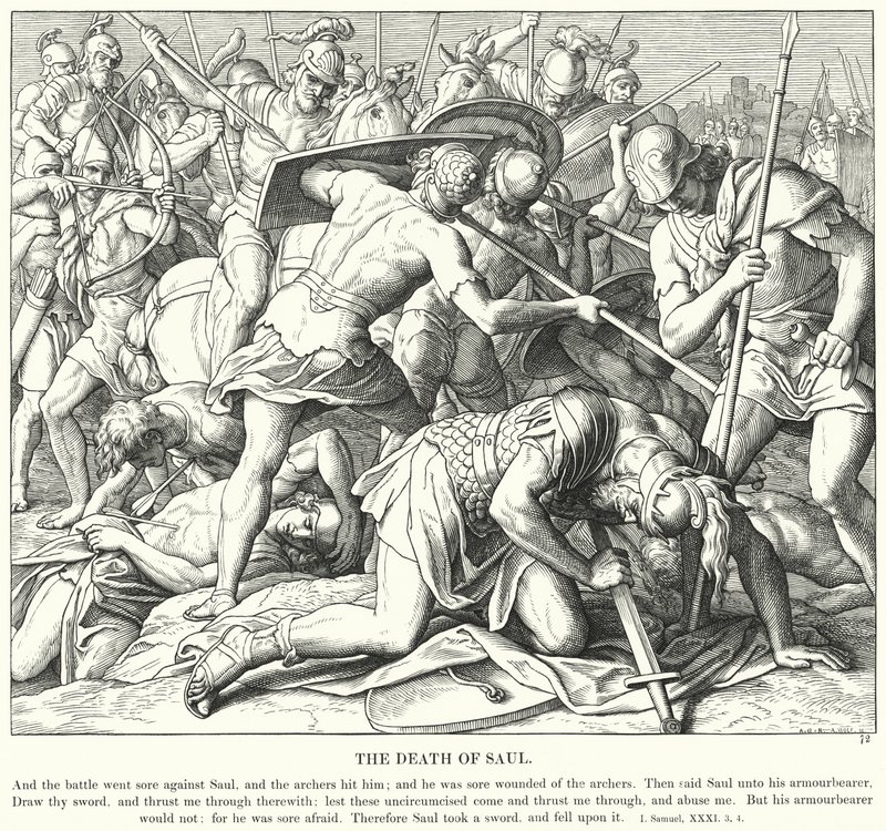 La mort de Saül (gravure) - Julius (after) Schnorr von Carolsfeld