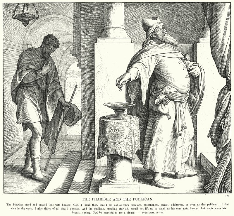 Le pharisien et le publicain (gravure) - Julius (after) Schnorr von Carolsfeld