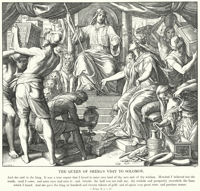 La visite de la reine de Saba à Salomon (gravure) - Julius (after) Schnorr von Carolsfeld