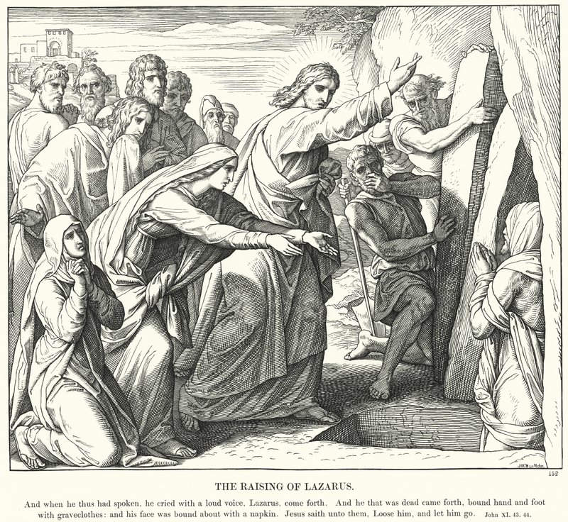 La résurrection de Lazare (gravure) - Julius (after) Schnorr von Carolsfeld