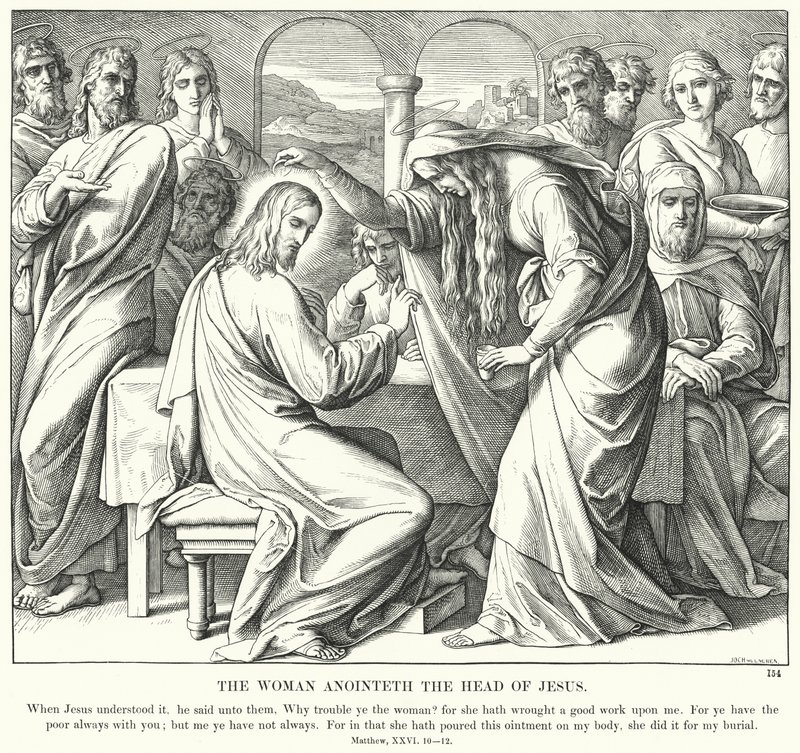 La femme oint la tête de Jésus (gravure) - Julius (after) Schnorr von Carolsfeld